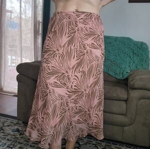 Dressbarn Pink Peacock Print Maxi Skirt Size 18W